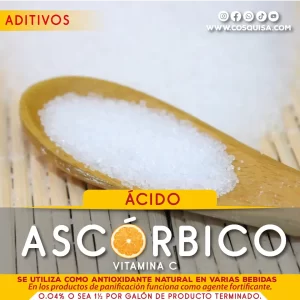 Ácido ascórbico antioxidante y vitamina en jugos y frutas enlatadas