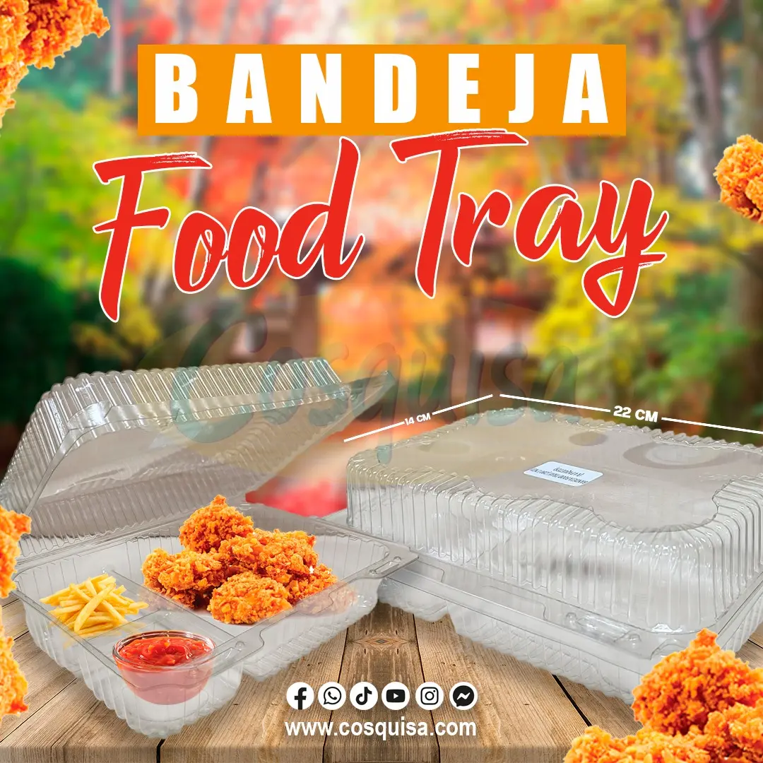 Bandeja food tray transparente