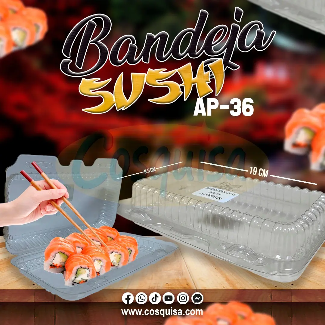 Bandeja sushi transparente