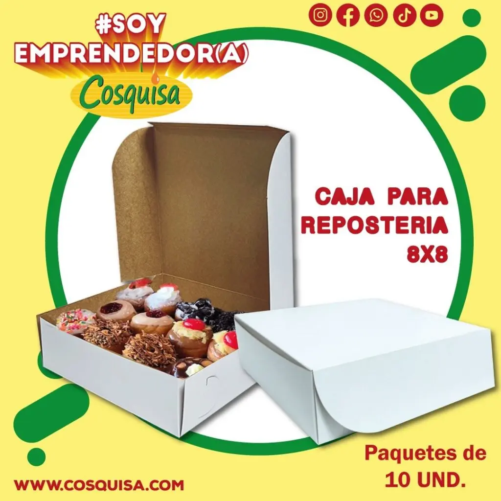 Caja de cartón 8x8 repostería