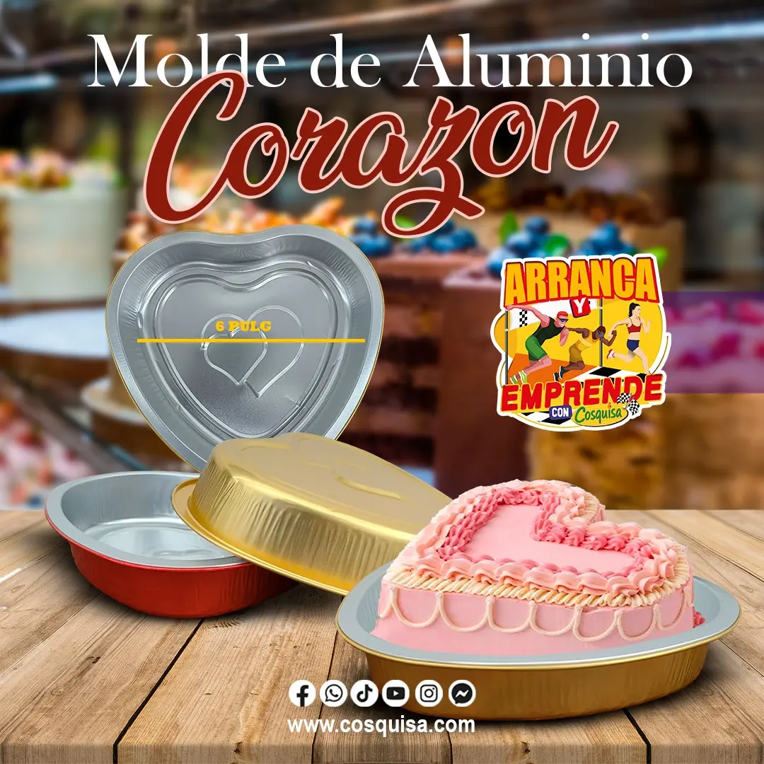 Molde aluminio corazón pequeño con tapadera