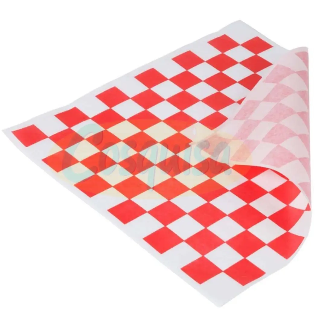 Papel cuadricula rojo, alimentos, anti grasa