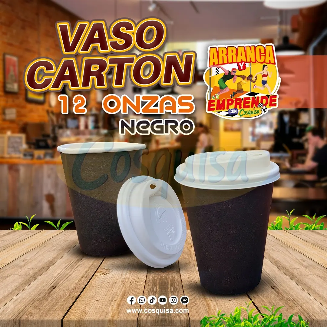 Vasos de cartón negro para café