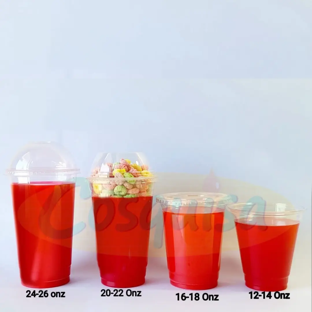 Vasos pet boca ancha con tapa para bebidas, postres , granizados