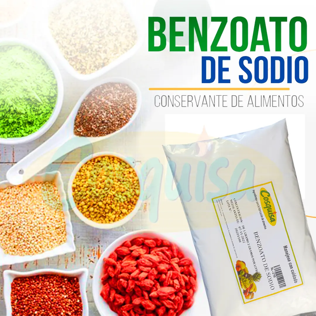Benzoato de sodio, preservante para bebidas y salsas