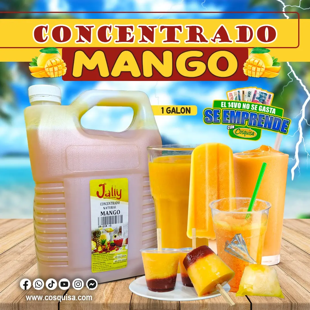 Concentrado de mango para jugos, granitas, helados, paletas