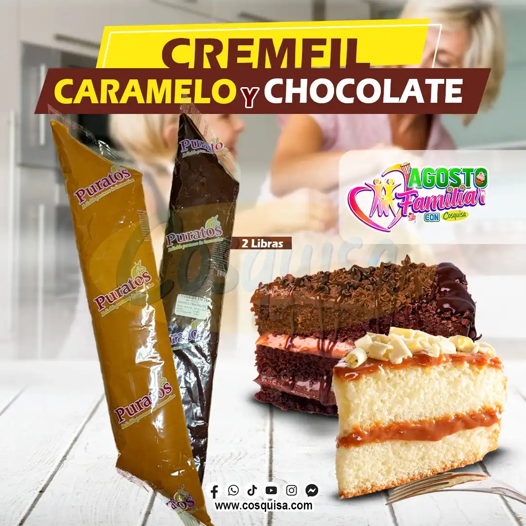 Cremfil Puratos relleno de caramelo y chocolate para repostería.