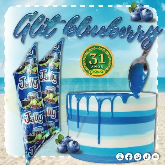 Glit o espejuelo de blueberry para repostería y decoración de pasteles.