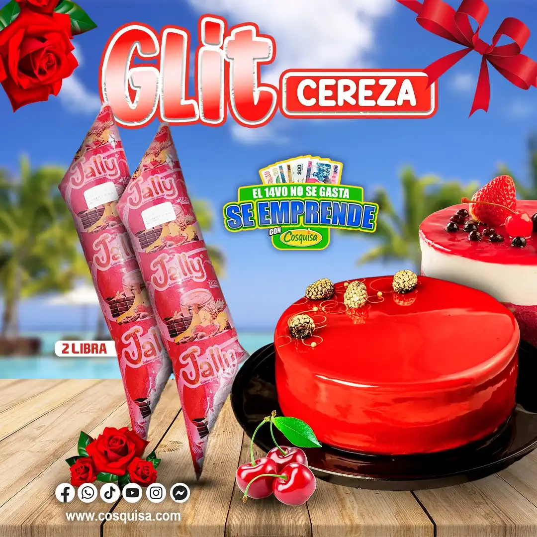 Glit o espejuelo de cereza para repostería y decoración de pasteles.