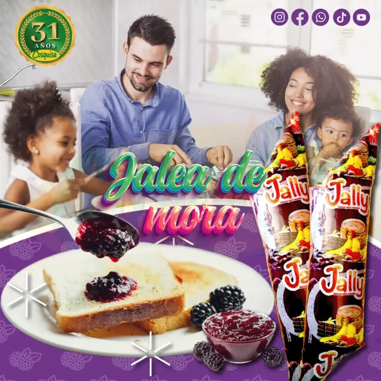 Jalea de fruta sabor mora para repostería y postres.