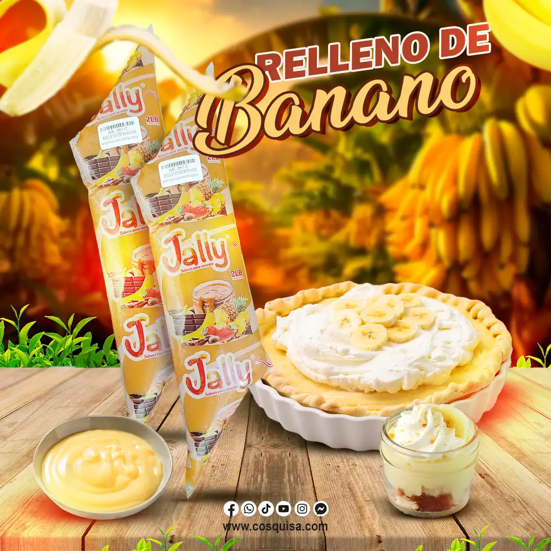 Relleno de crema de banano para repostería y panadería.