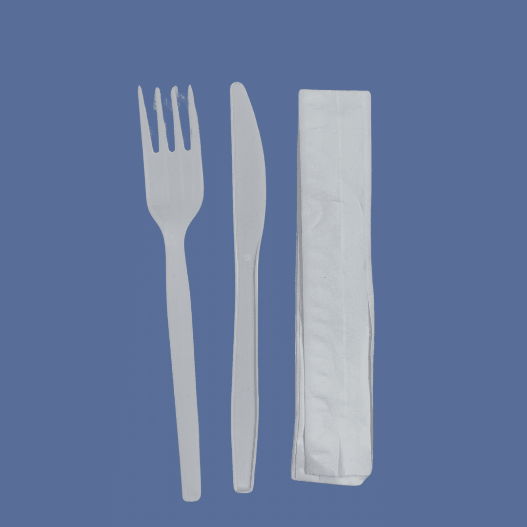 Kit de tenedor, cuchillo y servilleta para comida, restaurantes, entregas a domicilio