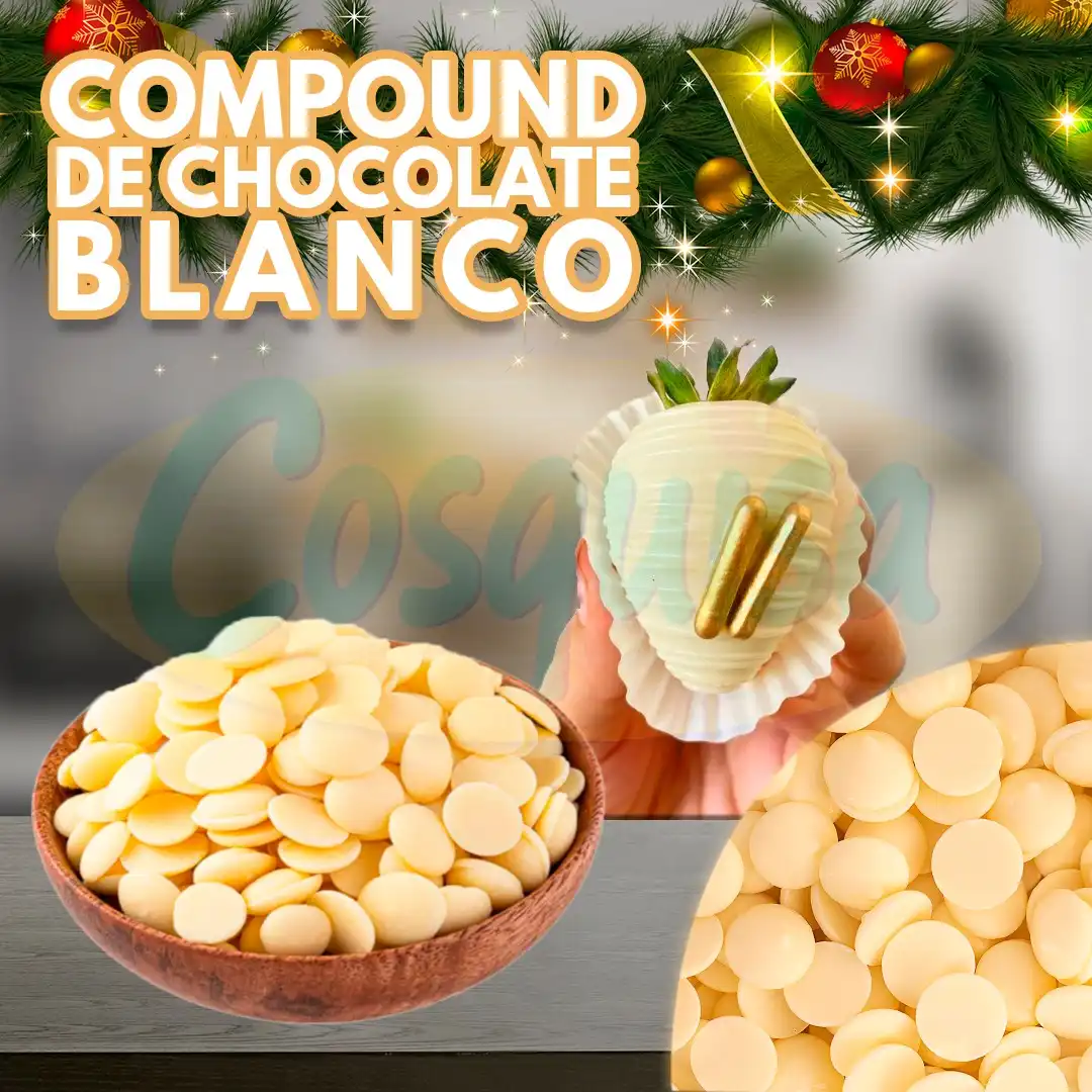 Compound de chocolate blanco para coberturas y repostería.