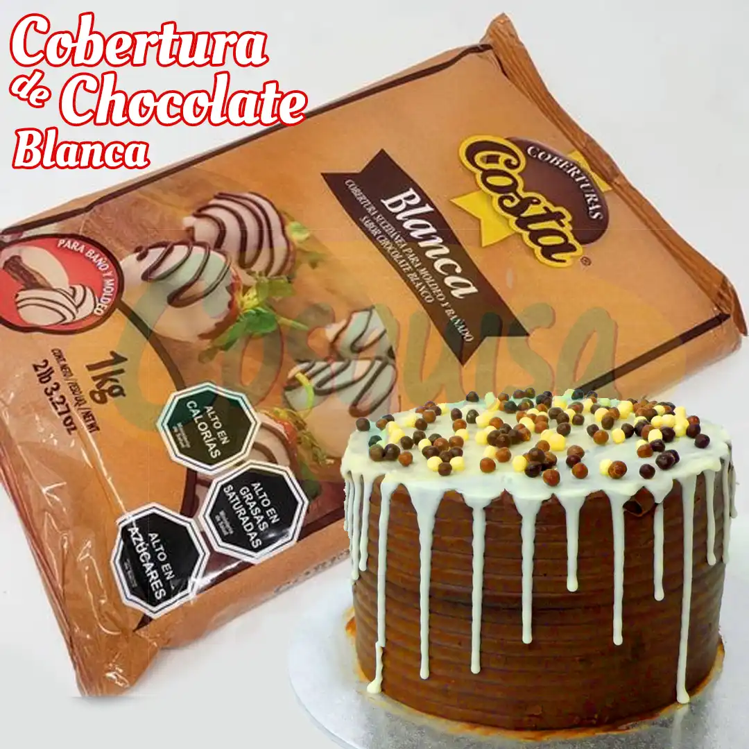 Cobertura de chocolate blanca para fundir , pastelería, fresas, donas