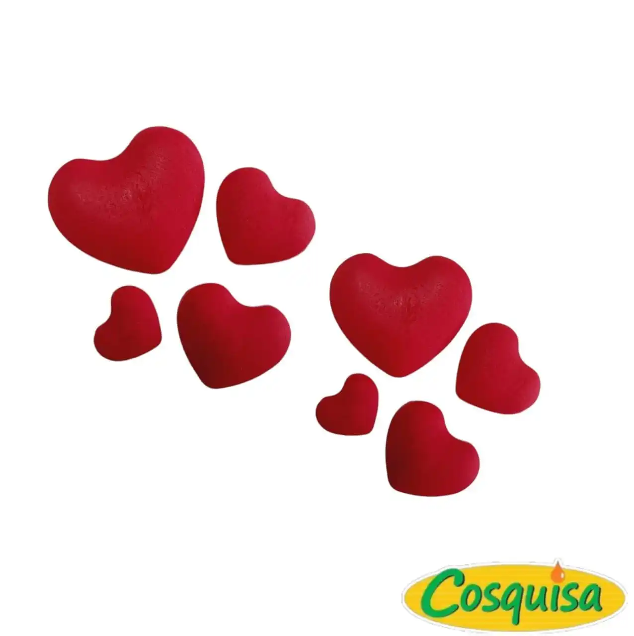 Corazones rojos de azúcar para decoración