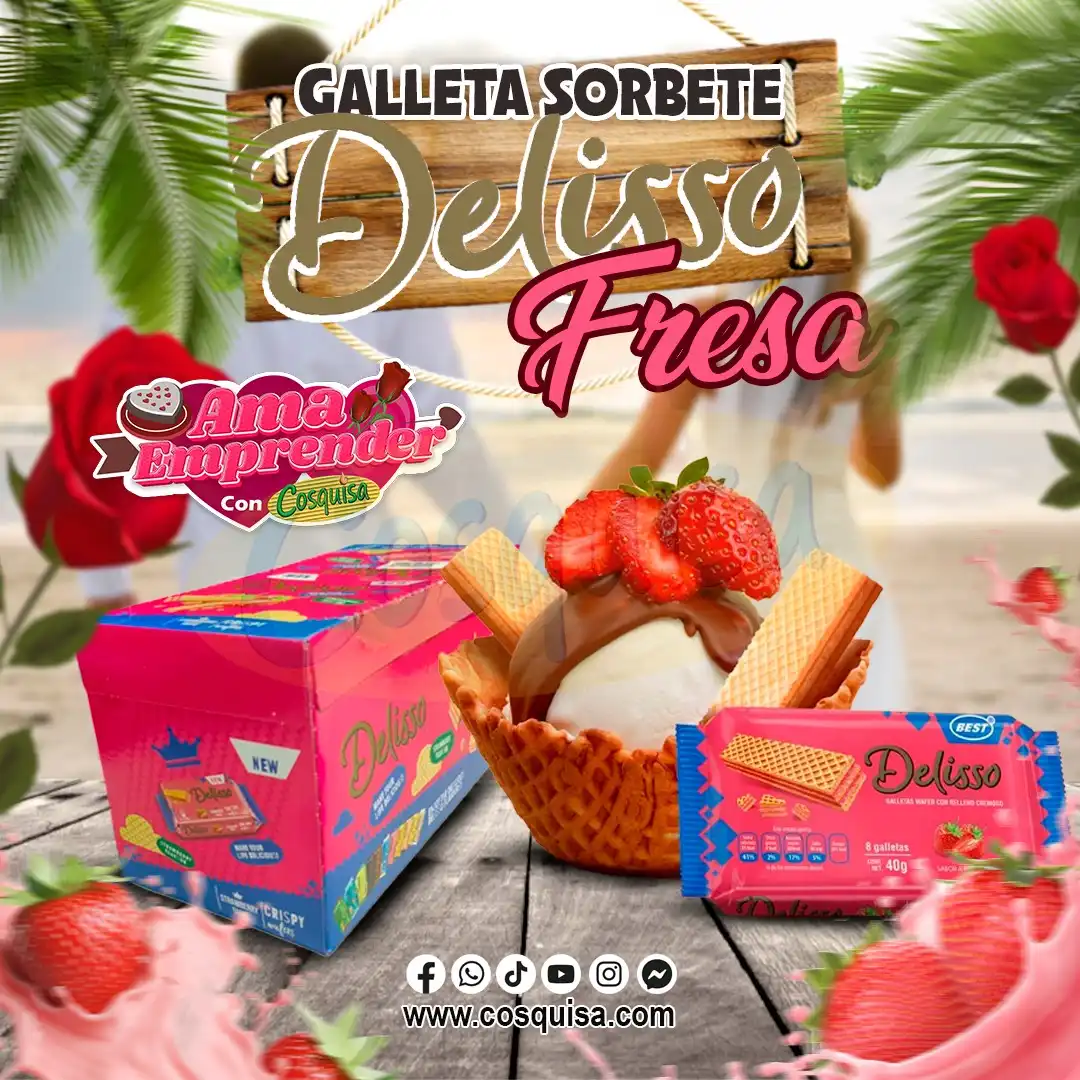 Galleta sorbete sabor fresa de la marca Delisoo