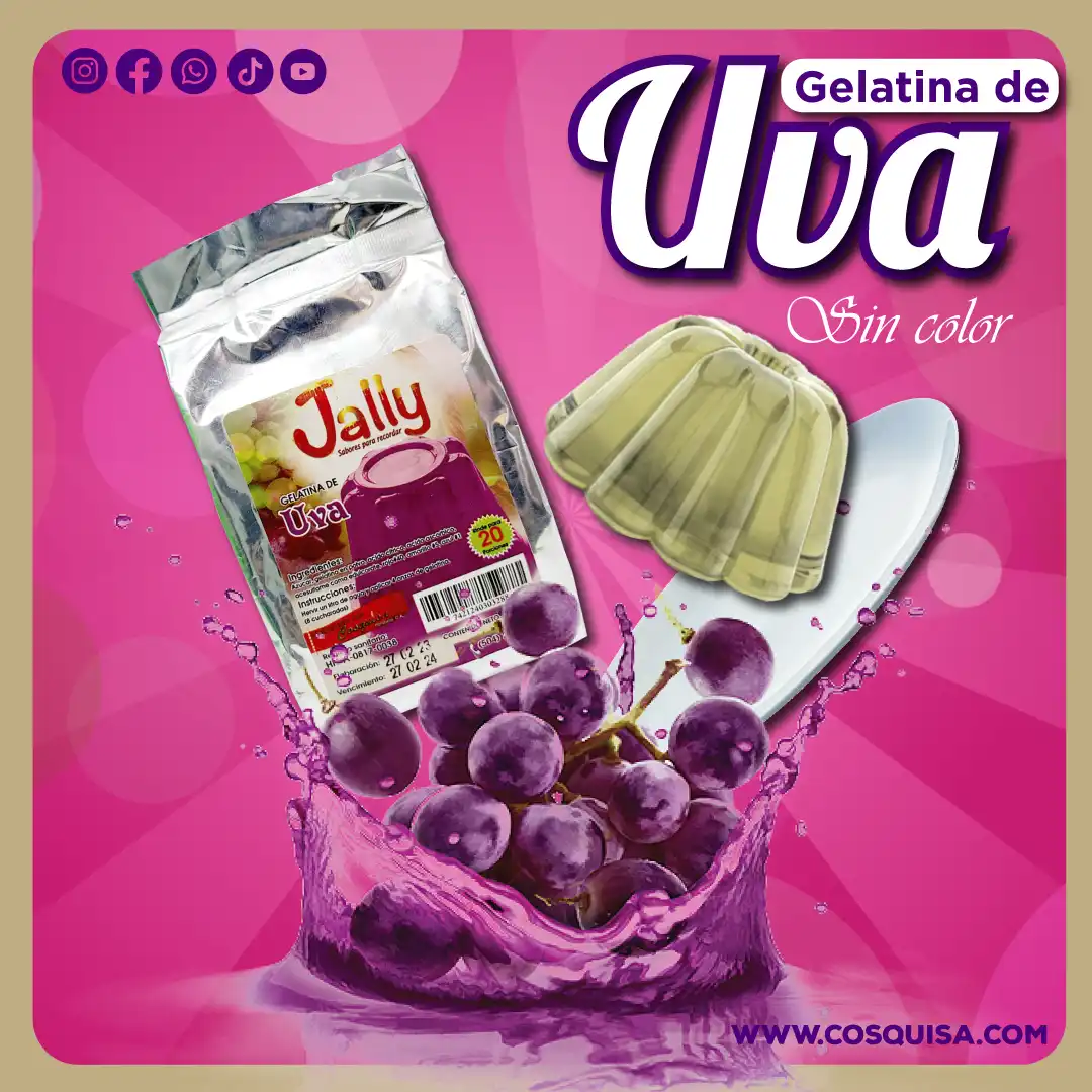 Gelatina Instantánea Sabor uva transparente