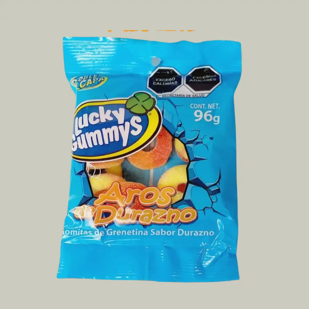 Gomita aros de durazno azucaradas