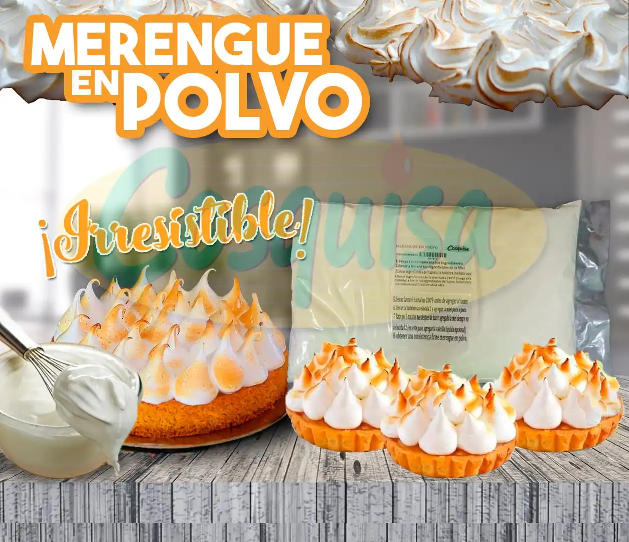 Merengue en polvo Enco para repostería y postres.