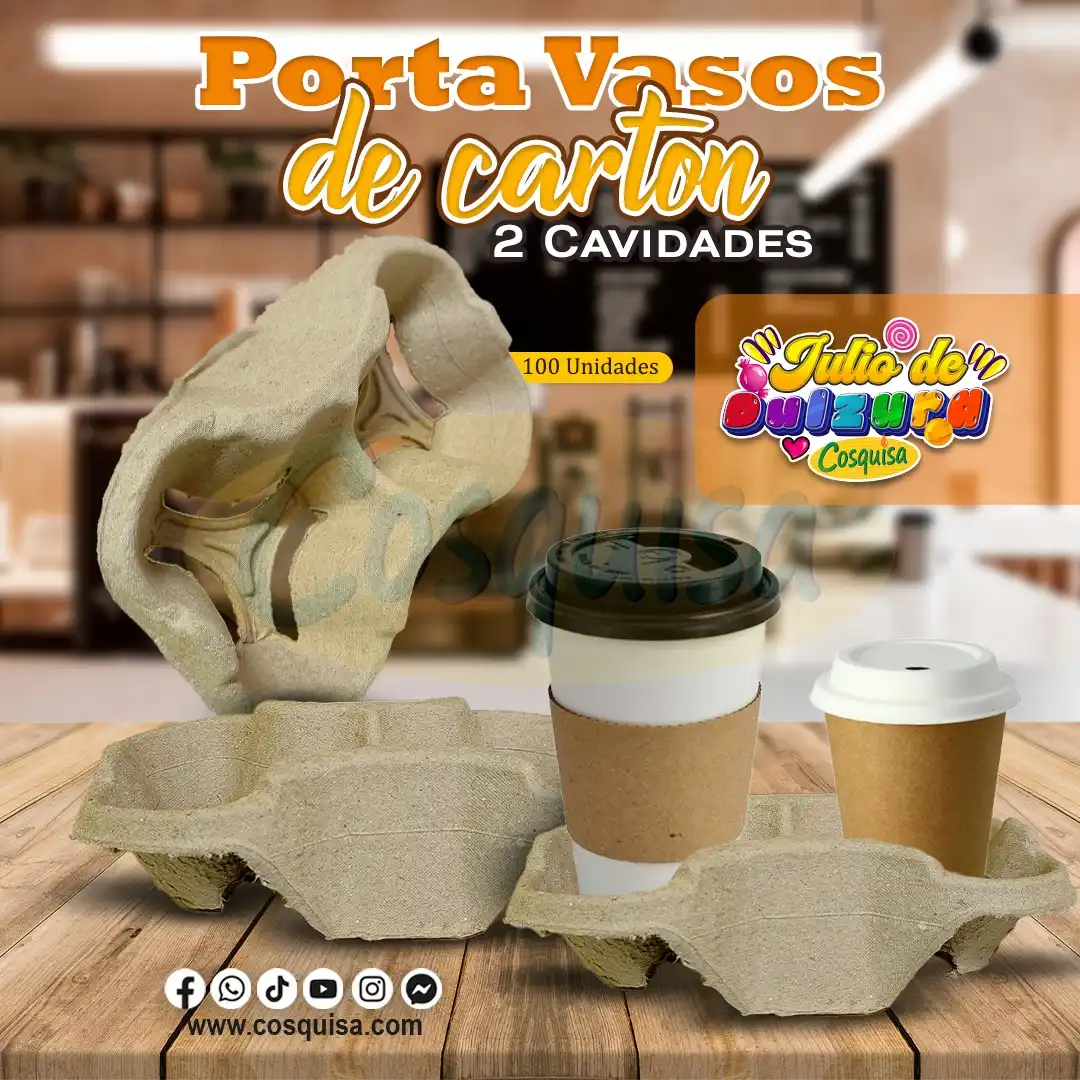 Portavasos de cartón 2 cavidades