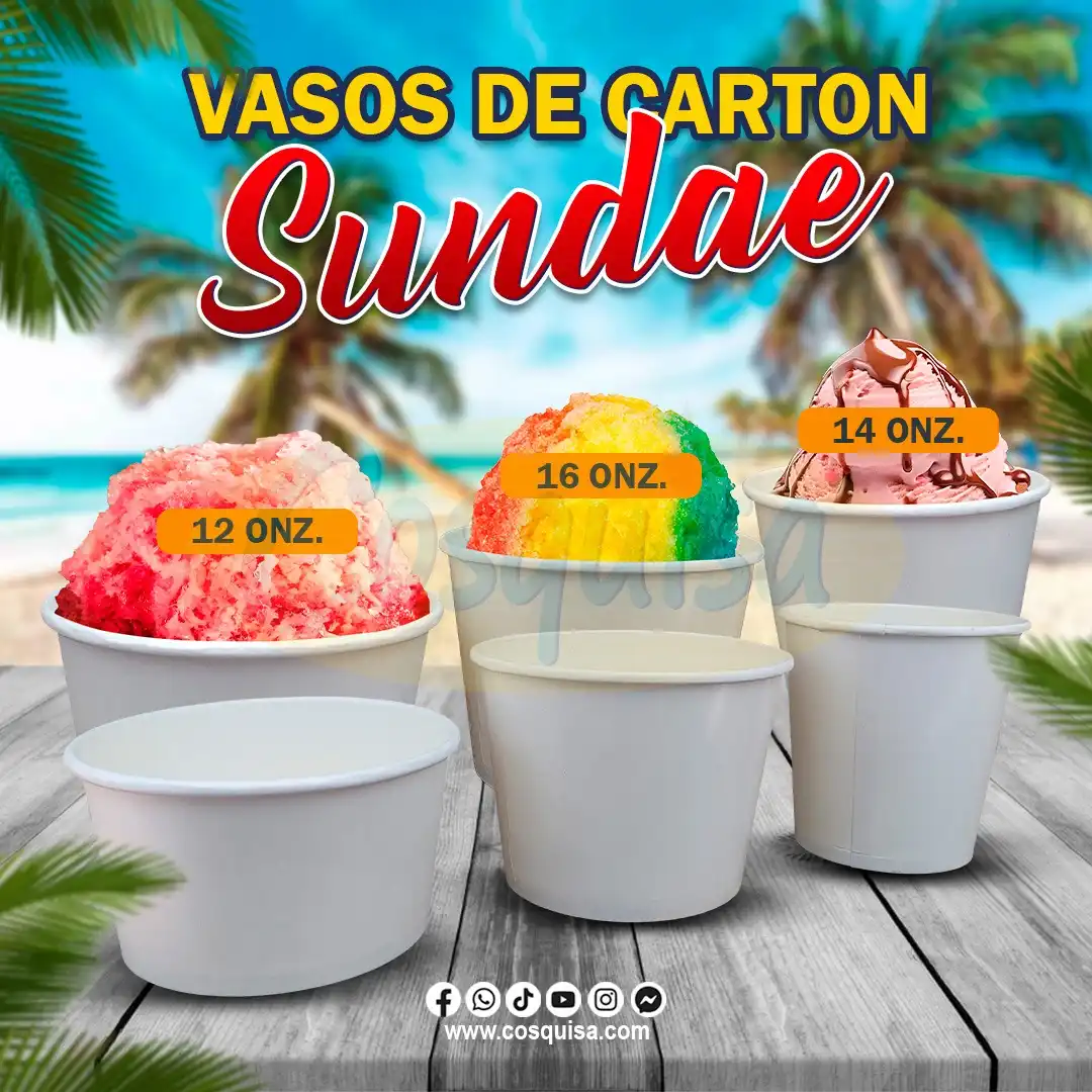Vasos de cartón sundae, nieves, helados