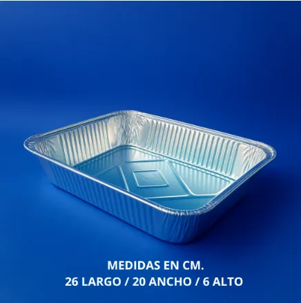 Bandeja de aluminio honda para pollo y horneados.
