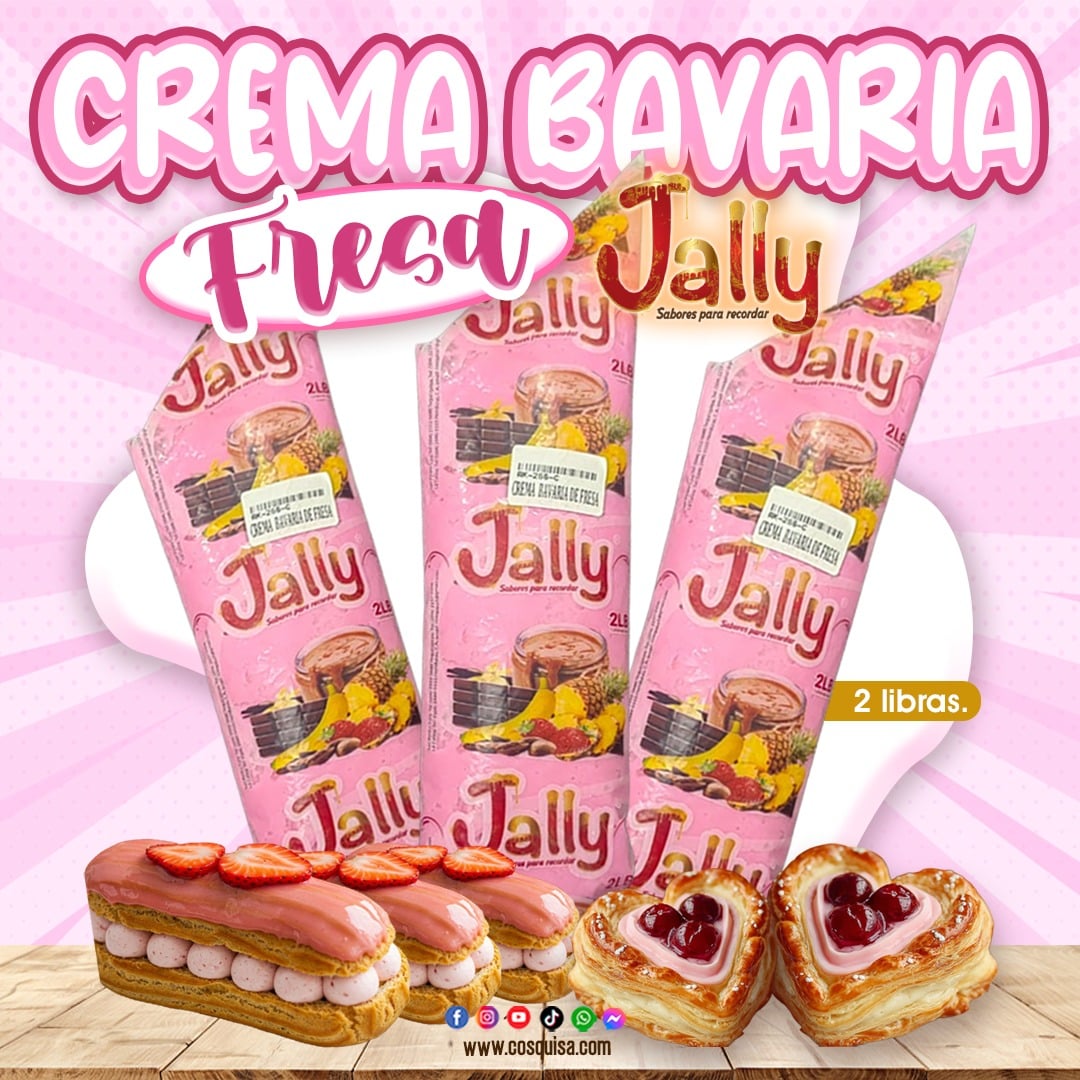 Crema Bavaria sabor fresa para repostería y panadería.