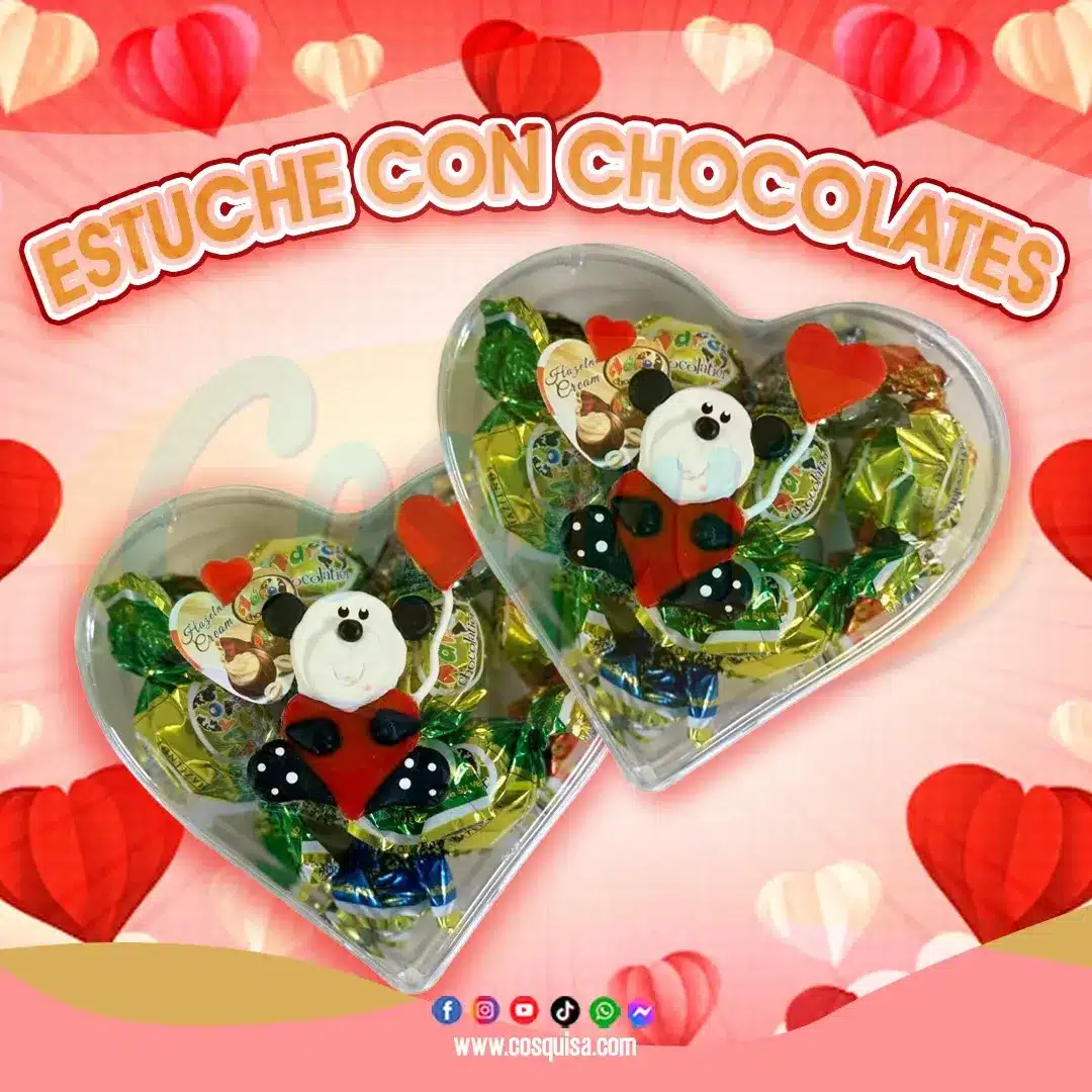 Estuche con Chocolates en forma de Corazón