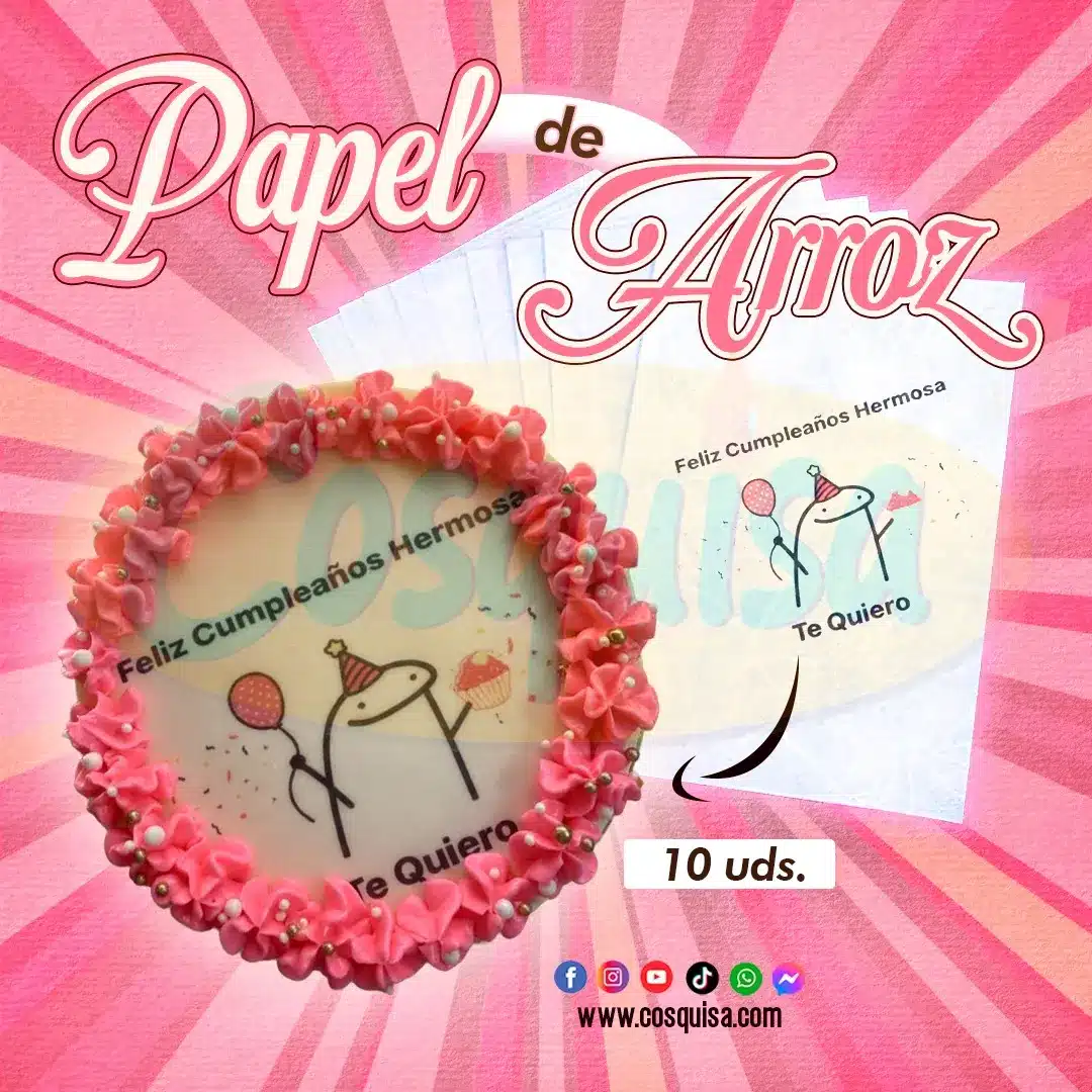 Papel de arroz comestible para impresiones.