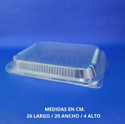 apadera rectangular baja para bandejas de aluminio.