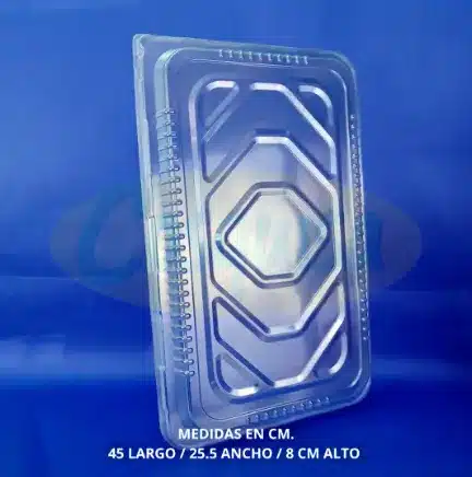 Tapadera rectangular para bandeja pierna de aluminio.