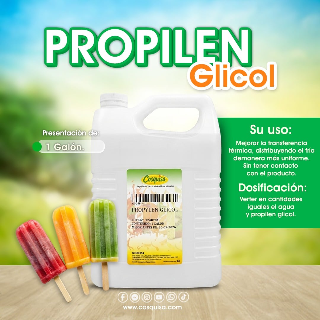 Propilenglicol grado alimenticio utilizado como humectante y estabilizante en la industria alimentaria