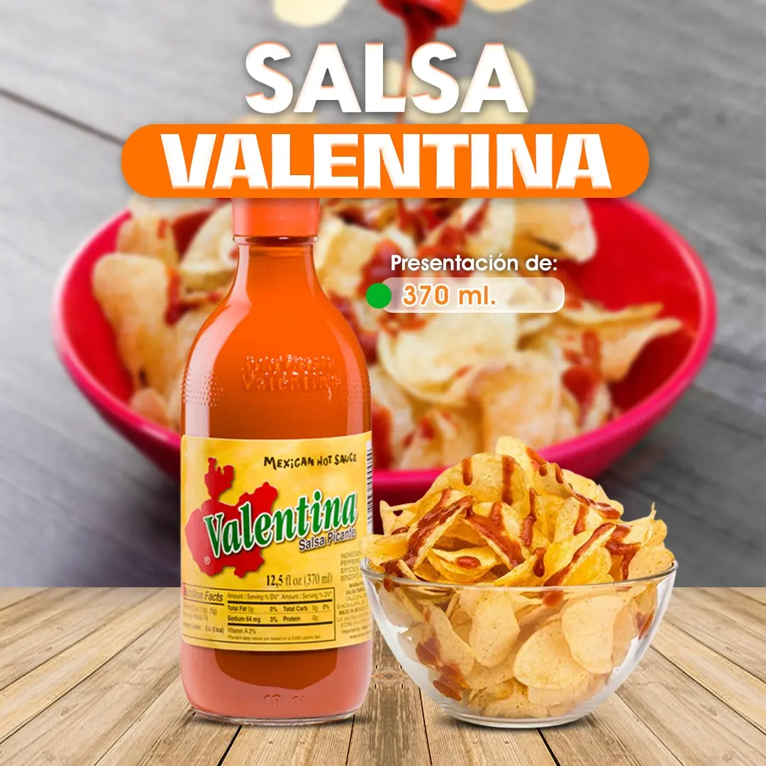 Salsa Valentina picante mexicana para botanas, snacks y comidas