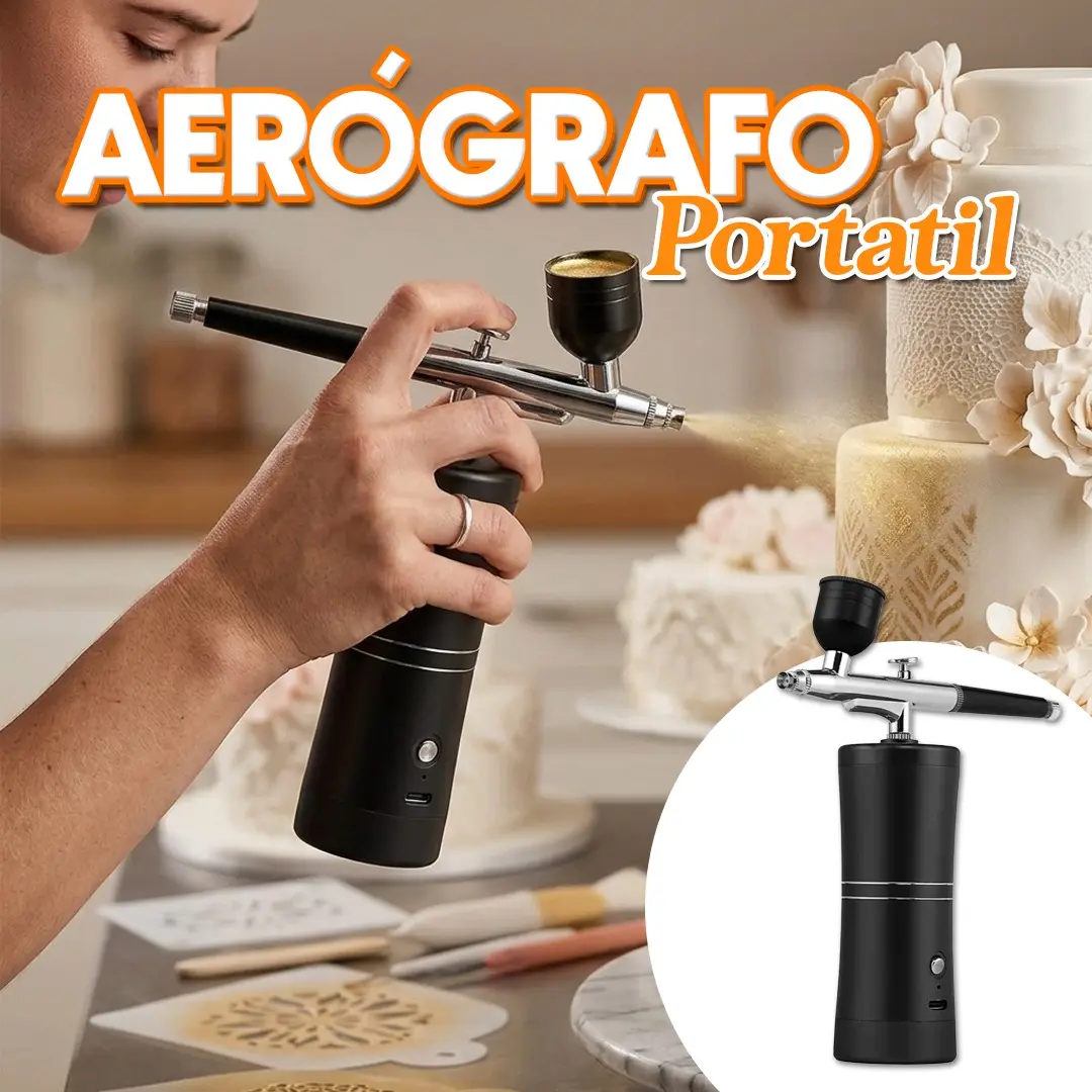 Aerógrafo portátil para decoración de pasteles, postres y repostería.