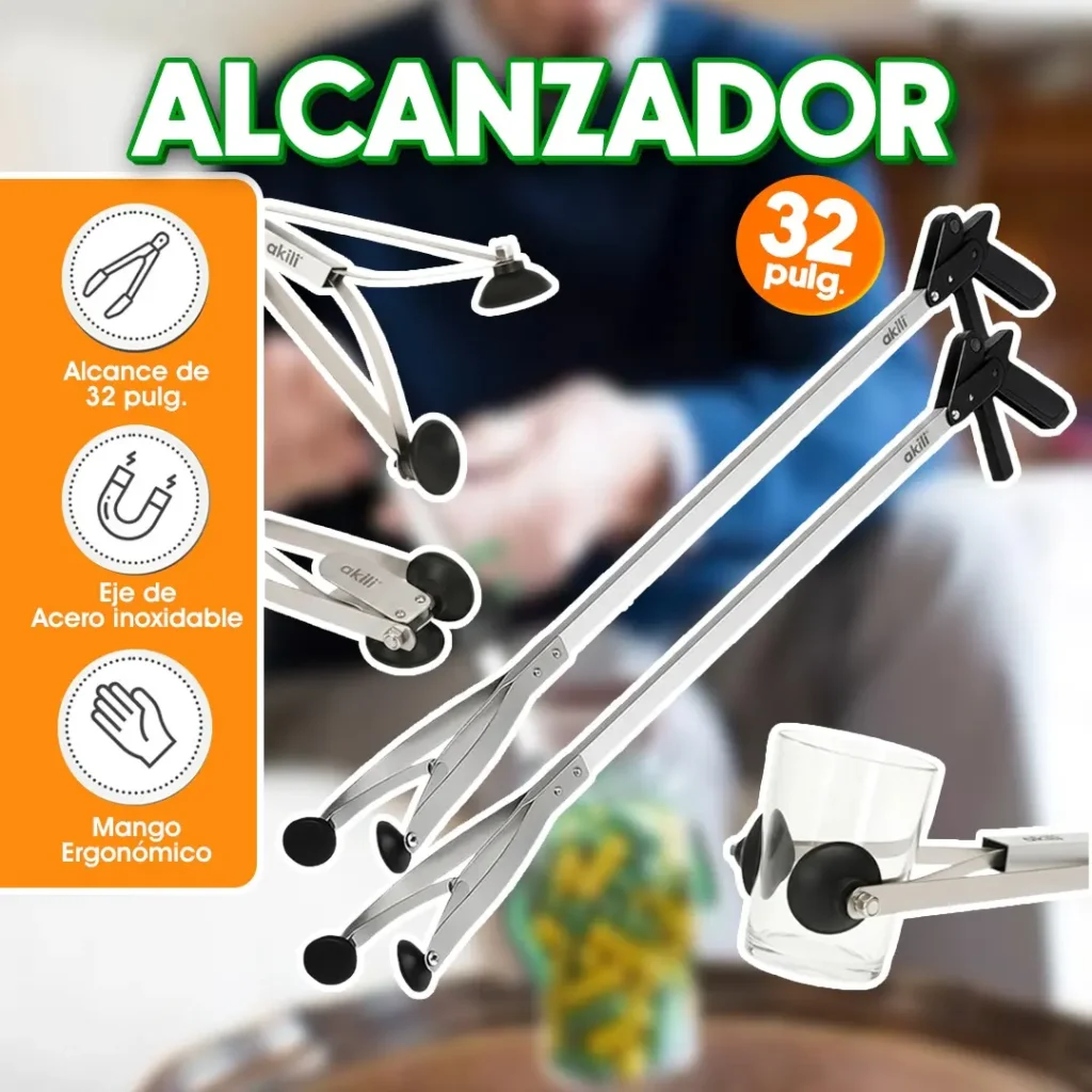 Alcanzador de 32 pulgadas con pinza para recoger o alcanzar objetos de difícil acceso.