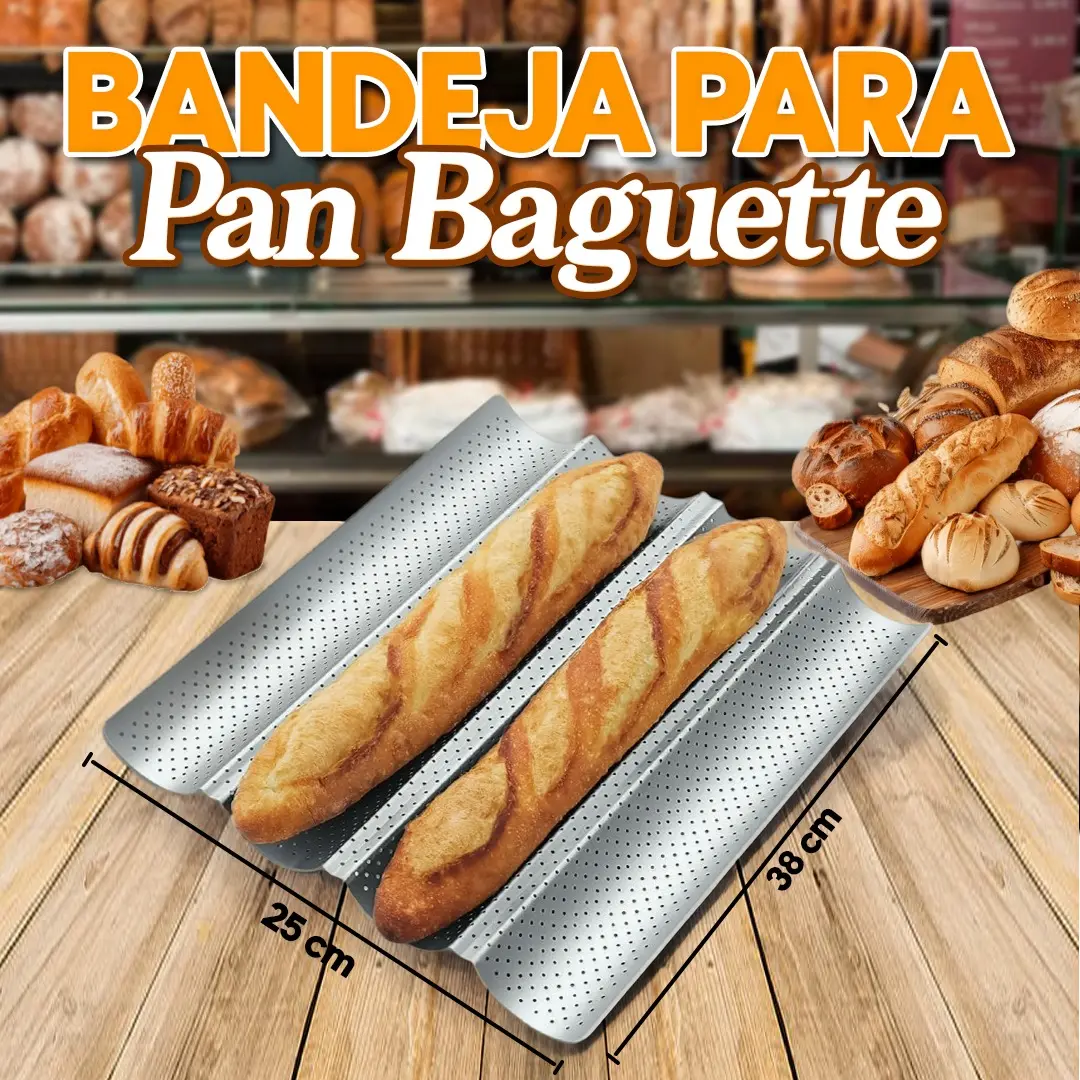 Bandeja para pan baguette perforada para horneado uniforme y crujiente