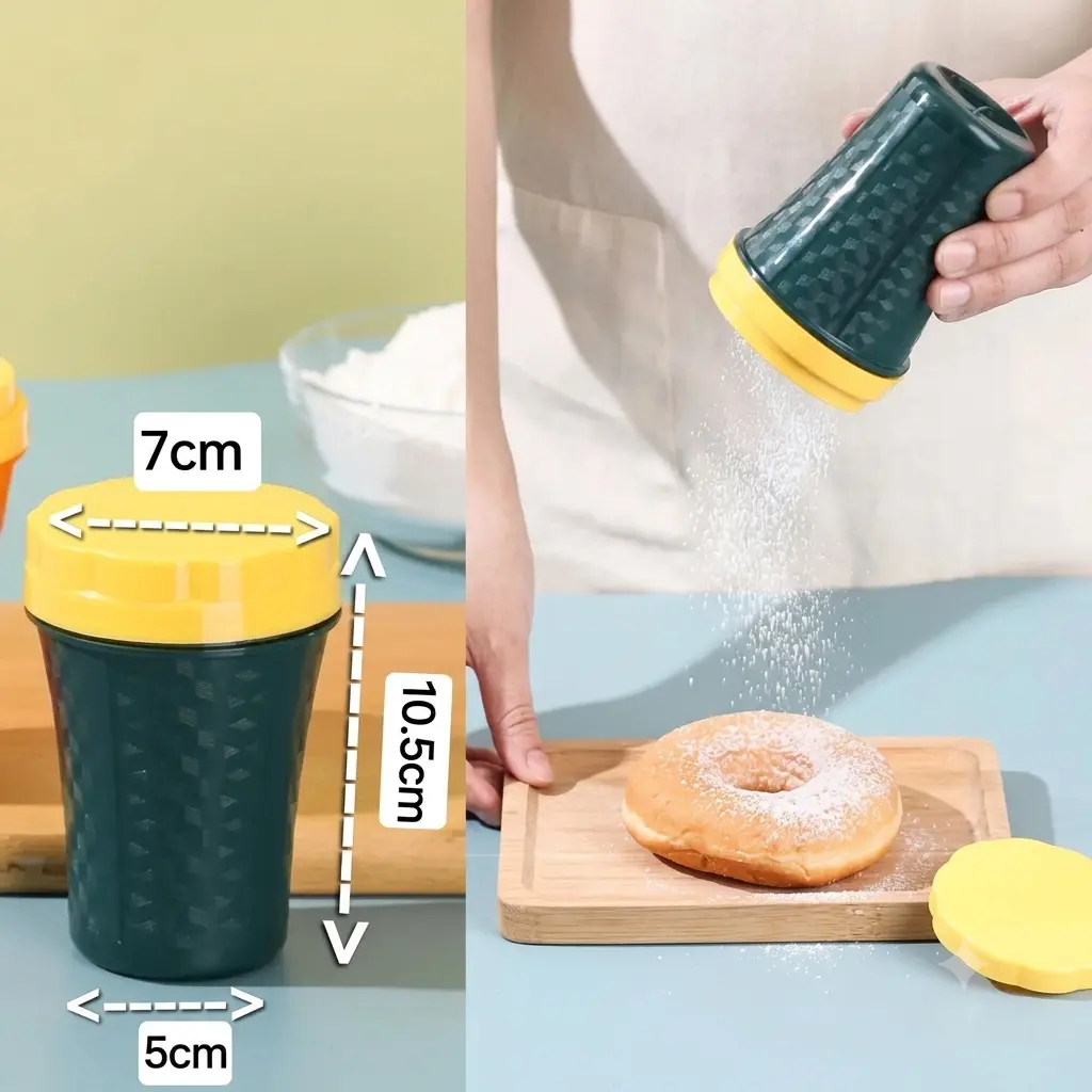 Cernidor de azúcar glass con cajita para repostería y decoración de postres