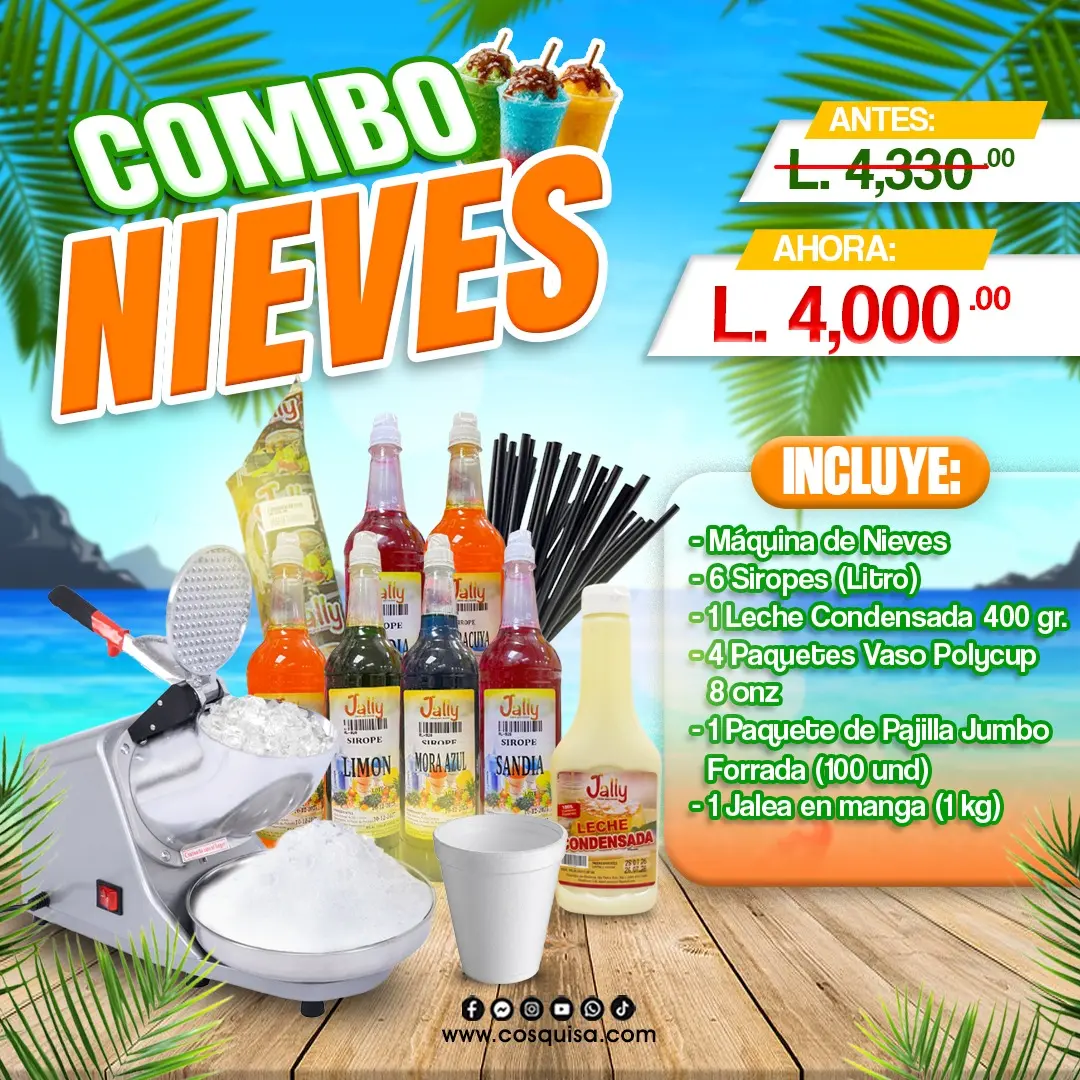 Elabora deliciosas nieves con nuestro combo para nieves.