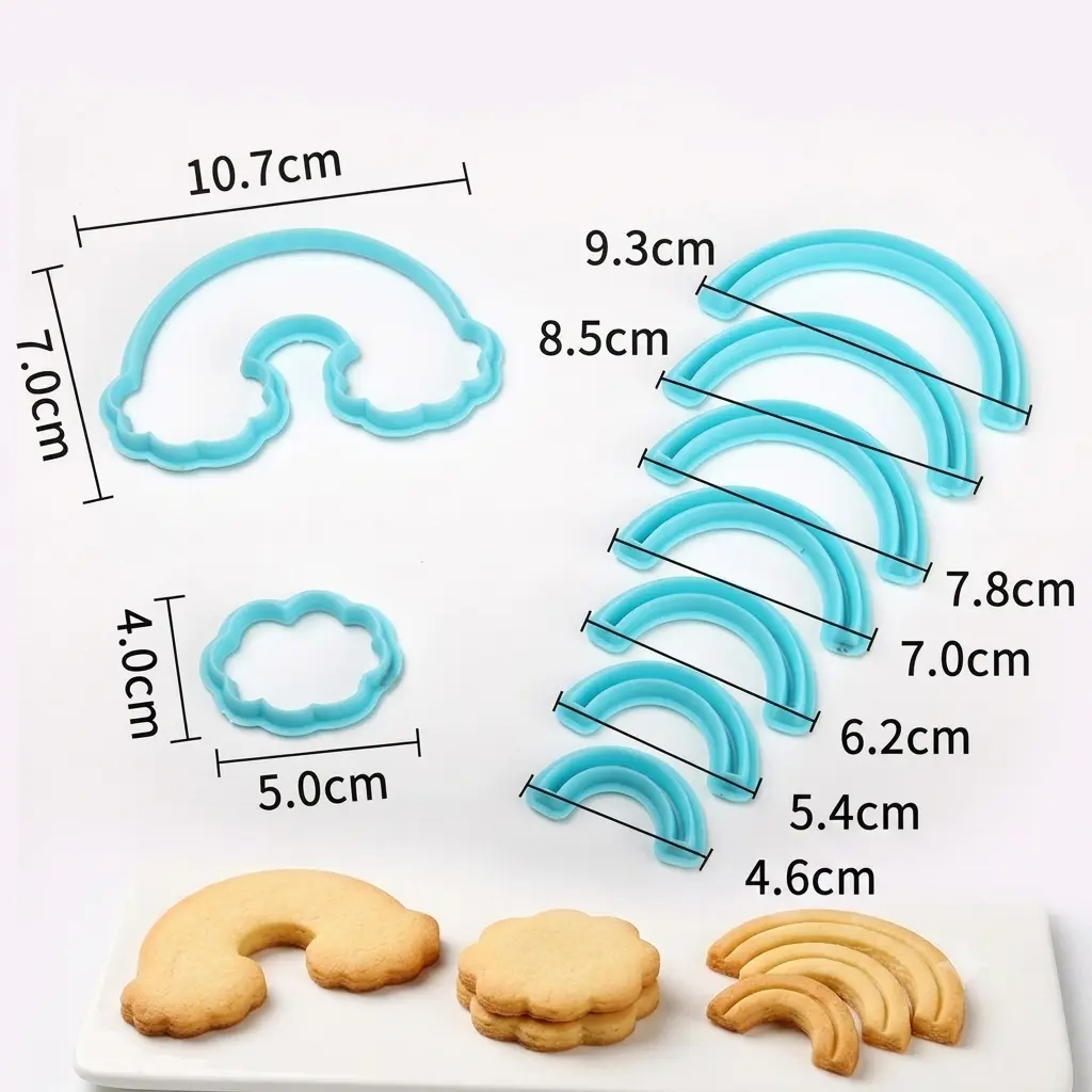 Cortador de galletas nube con arcoíris para repostería y fondant