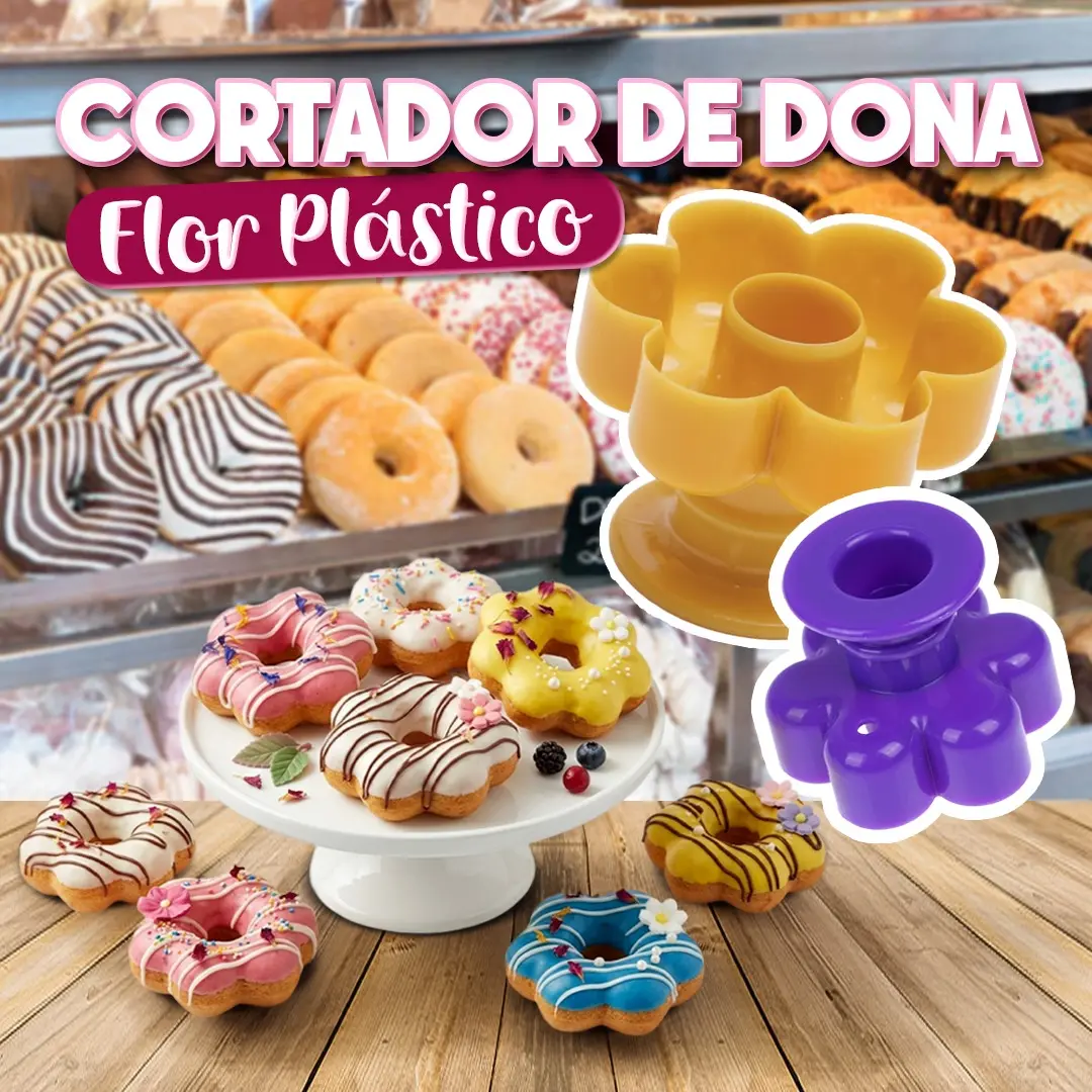 Cortador de dona en forma de flor de plástico para repostería