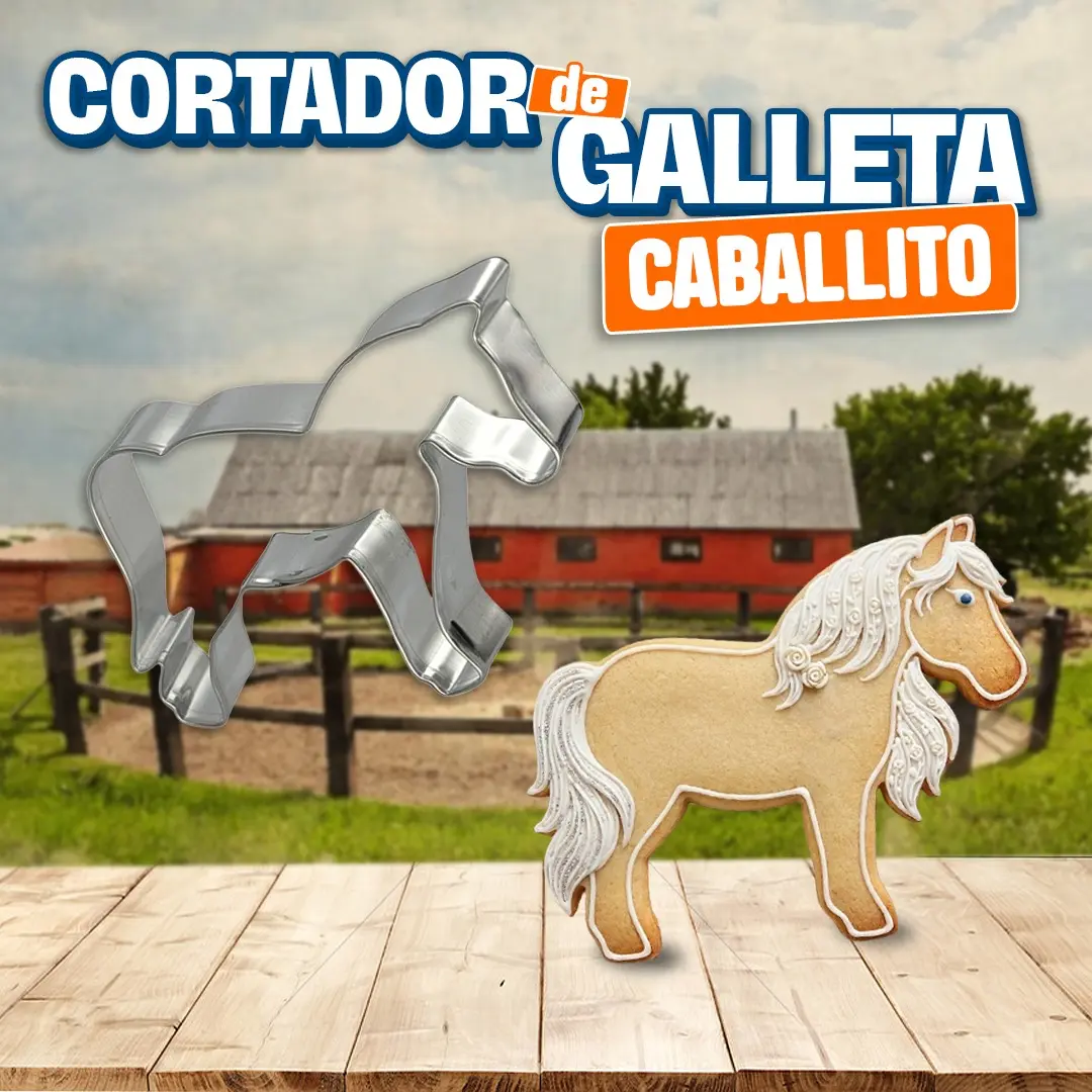 Cortador de galleta con forma de caballito para repostería.