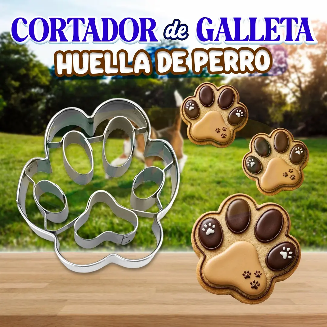 Cortador de galleta con forma de huella de perro para repostería