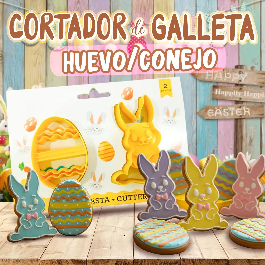 Cortador de galleta huevo y conejo de Pascua para repostería