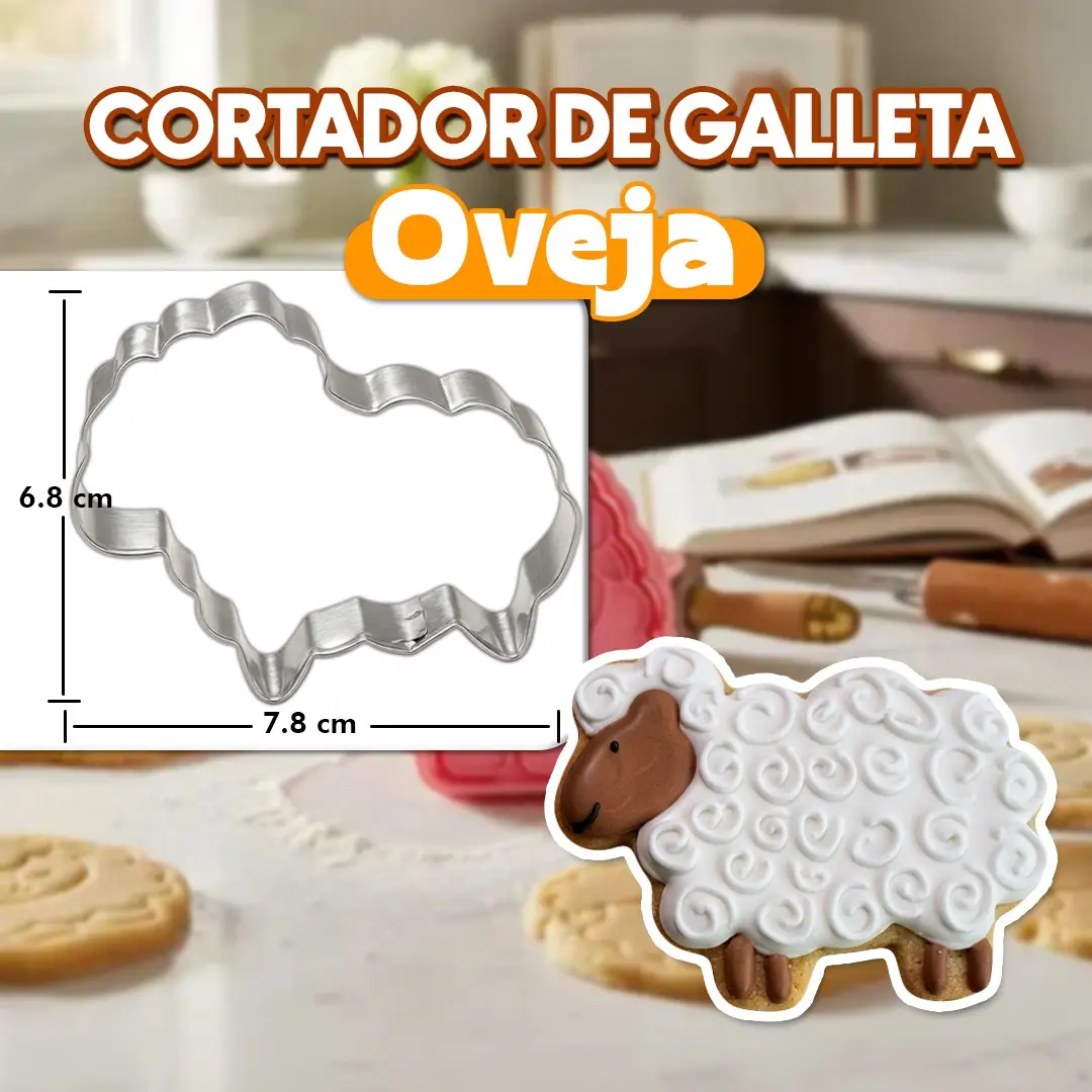 Cortador de galletas en forma de ovejita para repostería y decoración de galletas.