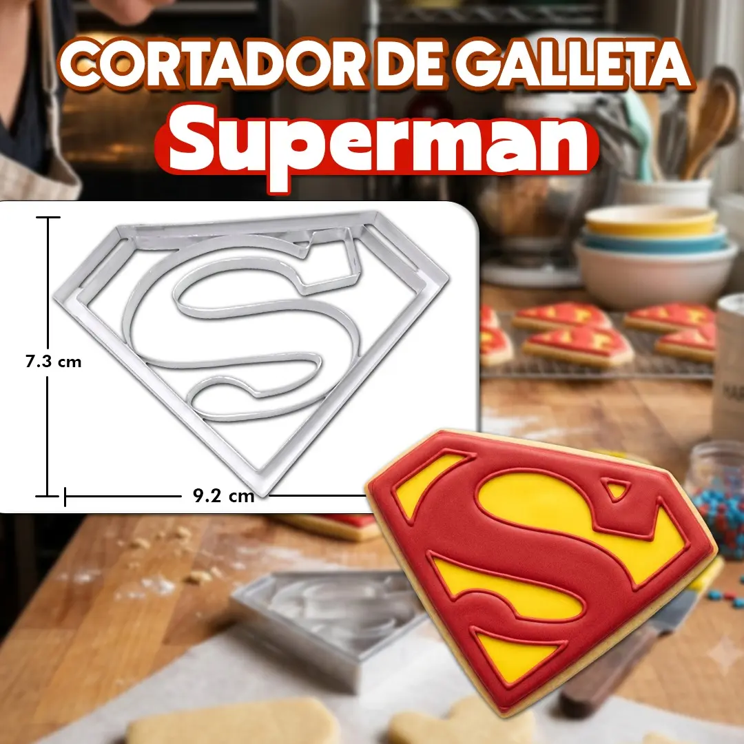 Cortador de galleta con logo de Superman para repostería, fondant y decoración de galletas