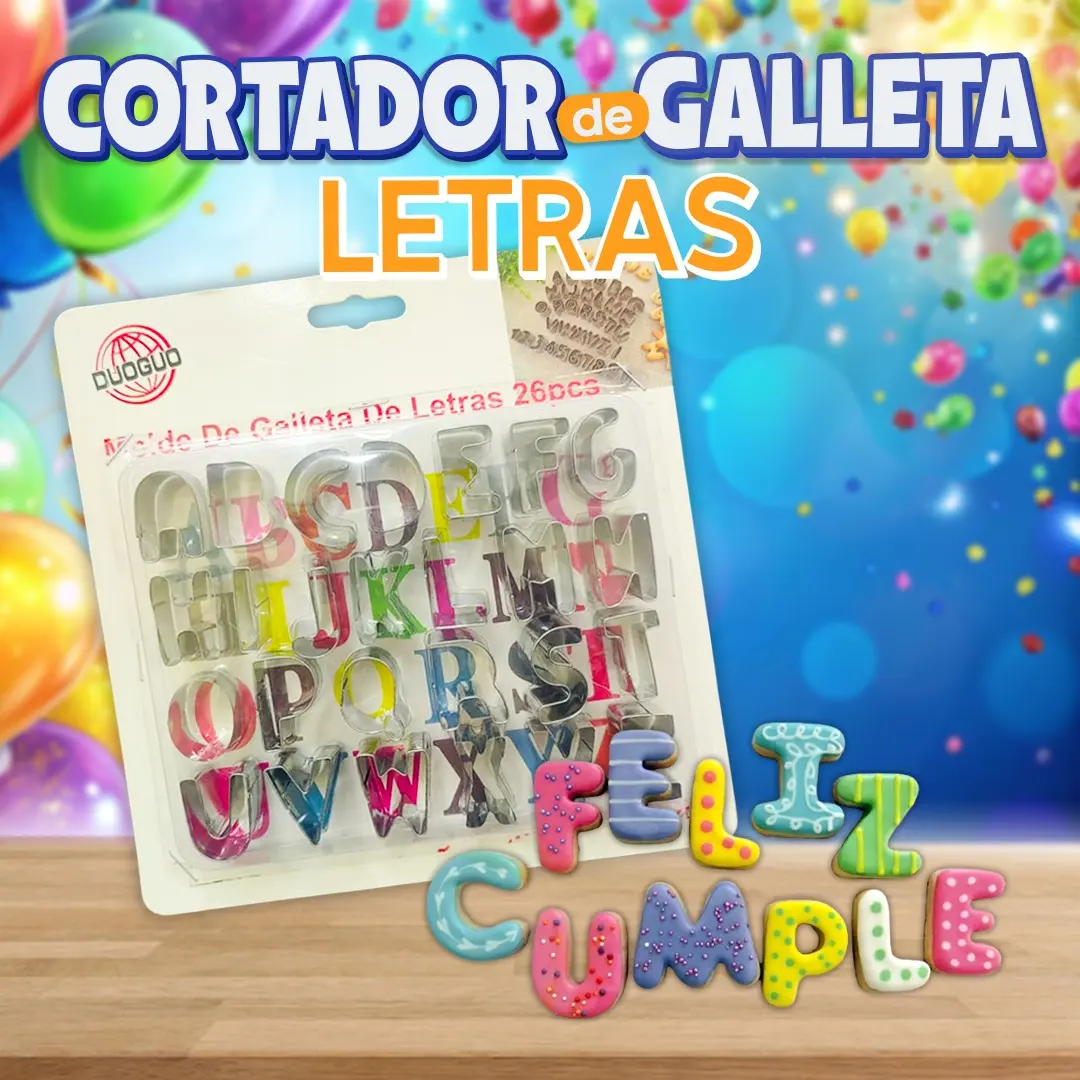 Cortador de galletas letras para galletas, fondant y repostería.