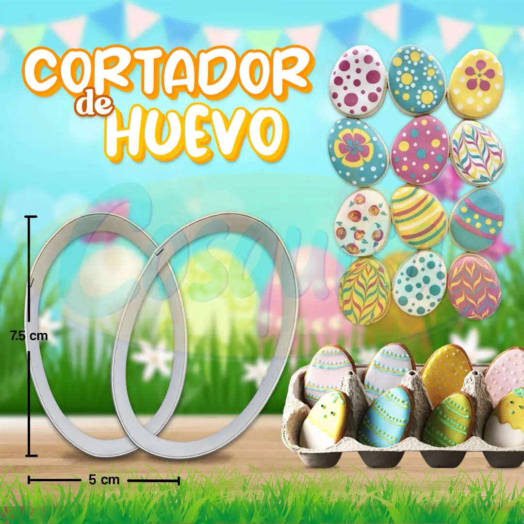 Cortador de galleta con forma de huevo para repostería y Pascua