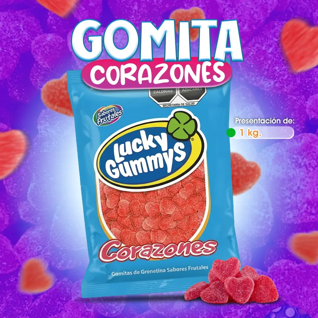 Gomitas de corazones para venta y eventos.