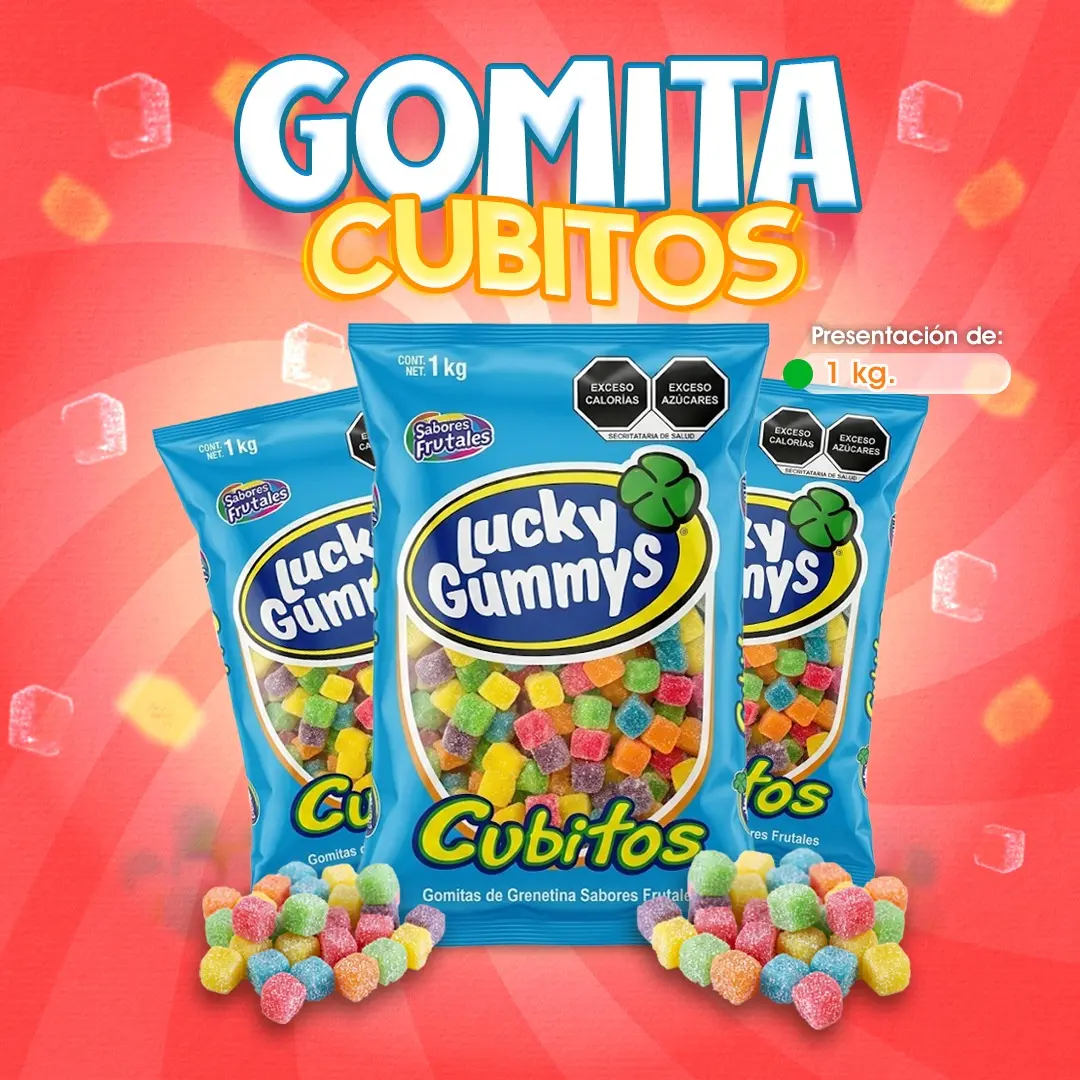 Gomita cubitos kilo surtidos para confitería y repostería.