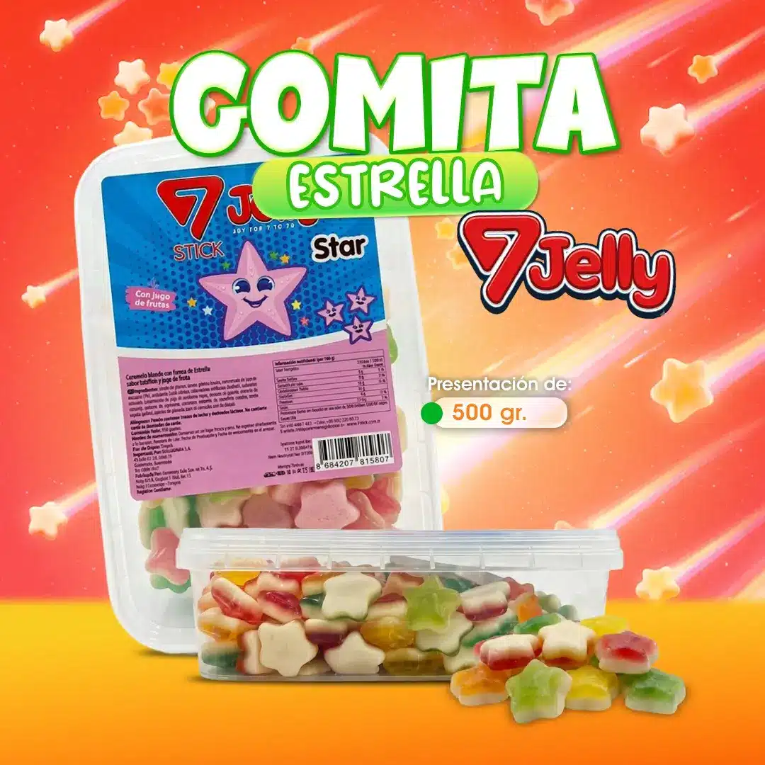 Las Gomitas Estrella Jelly en presentación de pana de 500.